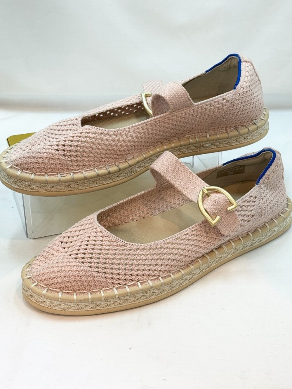 Rothy’s Espadrille Mary Jane Flats Pink Blush Size 8 Gold Buckle